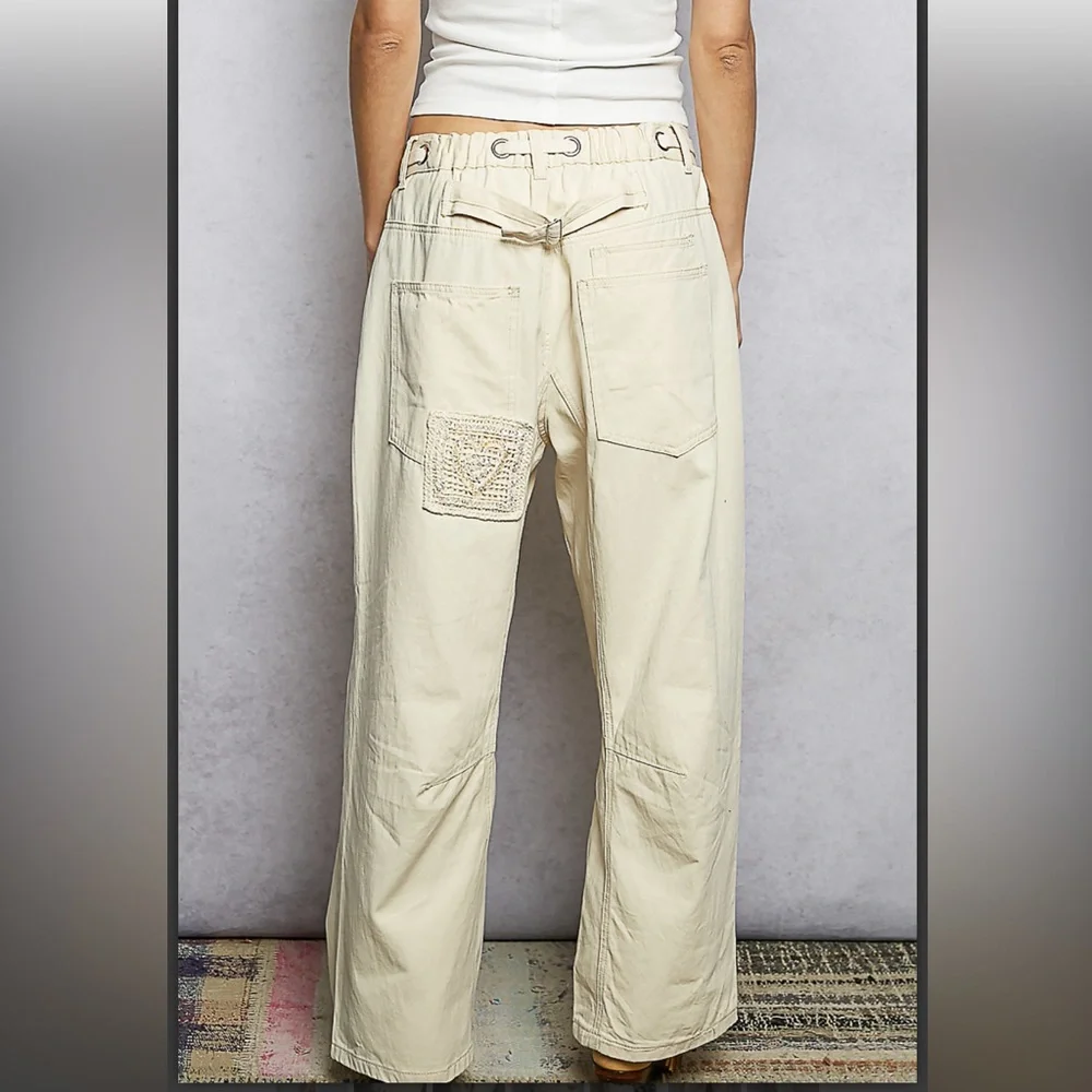 POL Cream Twill Pants with Patchwork - Picture 2 of 8